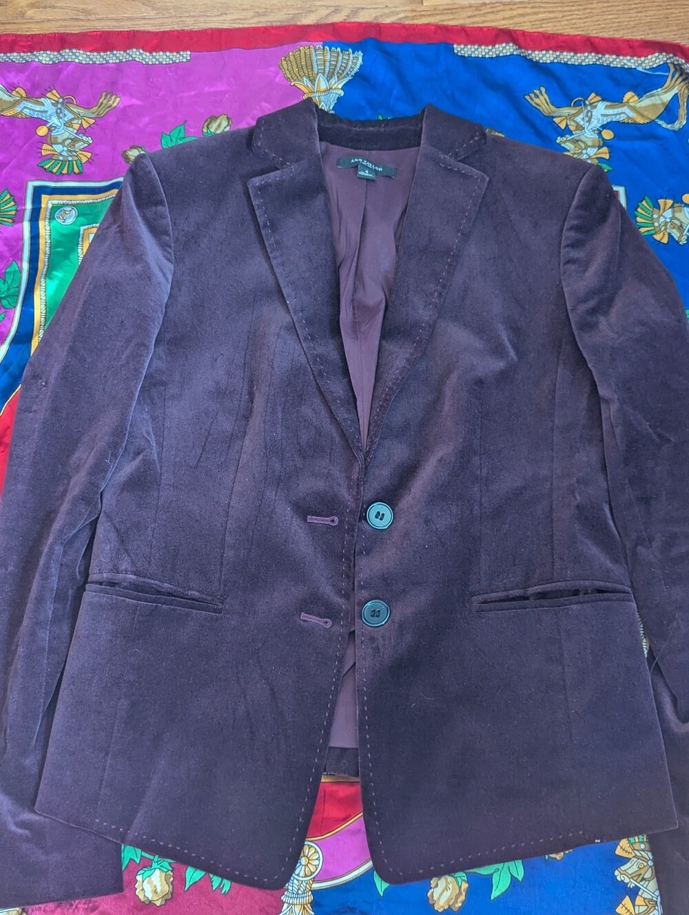 Burgundy Cotton Velvet Ann Taylor Blazer